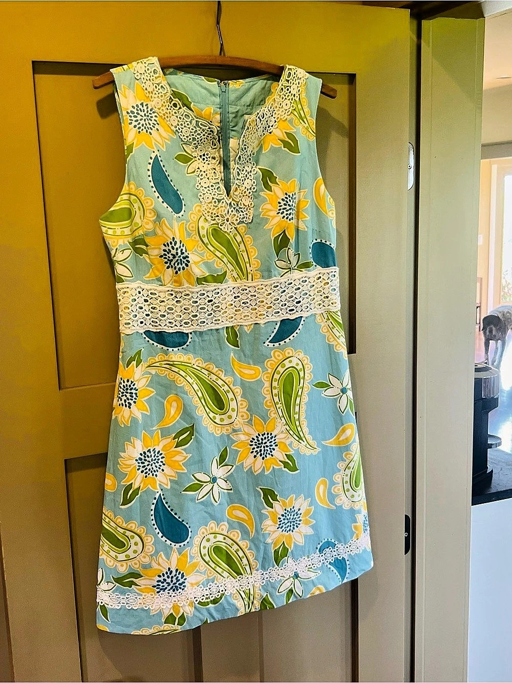 Lilly Pulitzer Fantine Dress Floral Mini Blue & Yellow Size 10